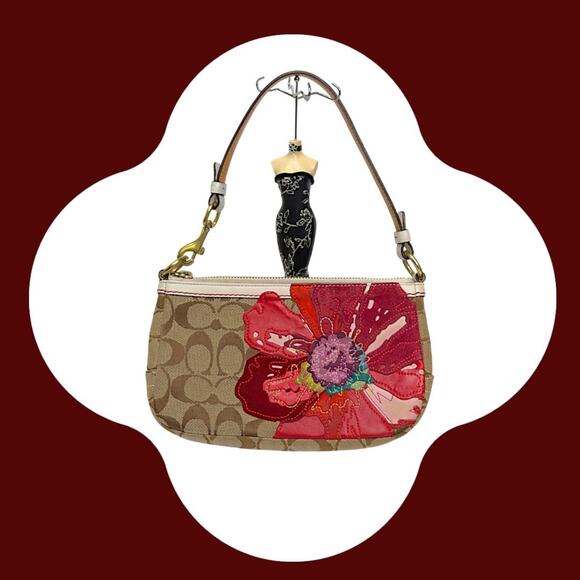 COACH Signature Poppy Flower Floral Demi Small Bag Clutch J05Q-6264 Limitd Editn - Picture 2 of 16